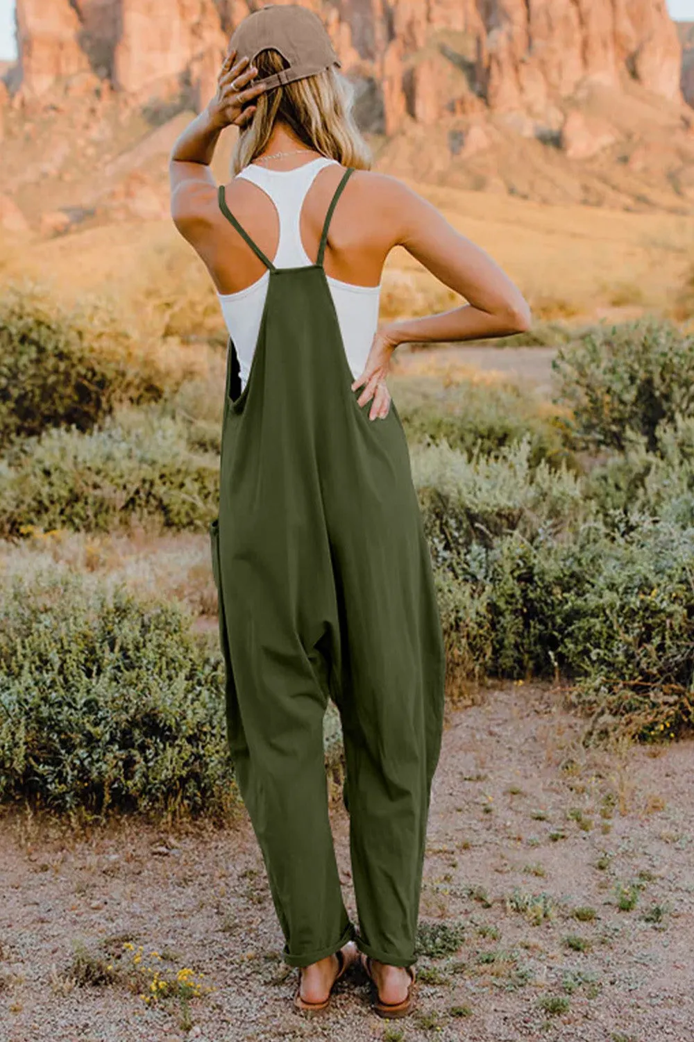 V-Neck Jumpsuit with Pockets,