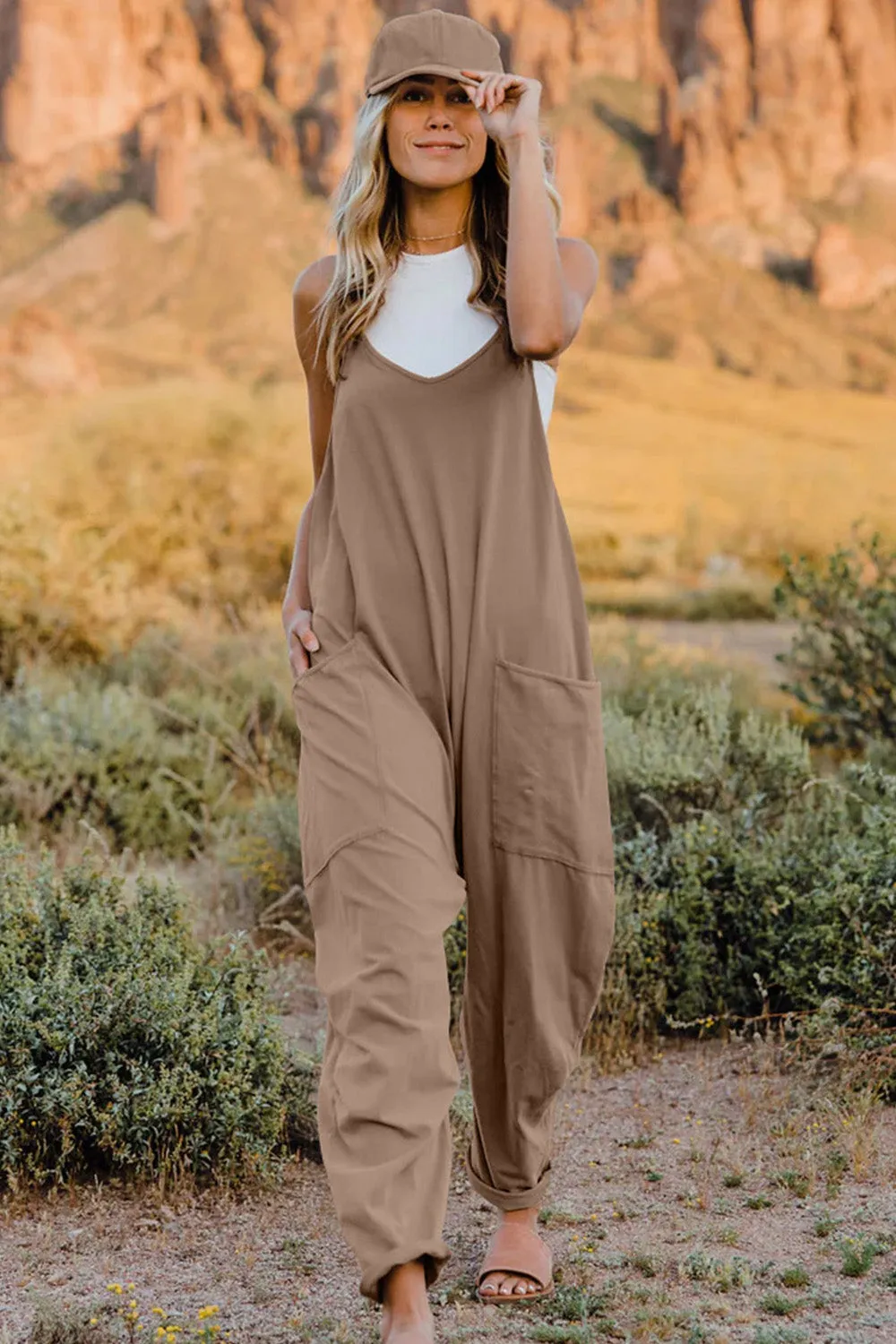 V-Neck Jumpsuit with Pockets,