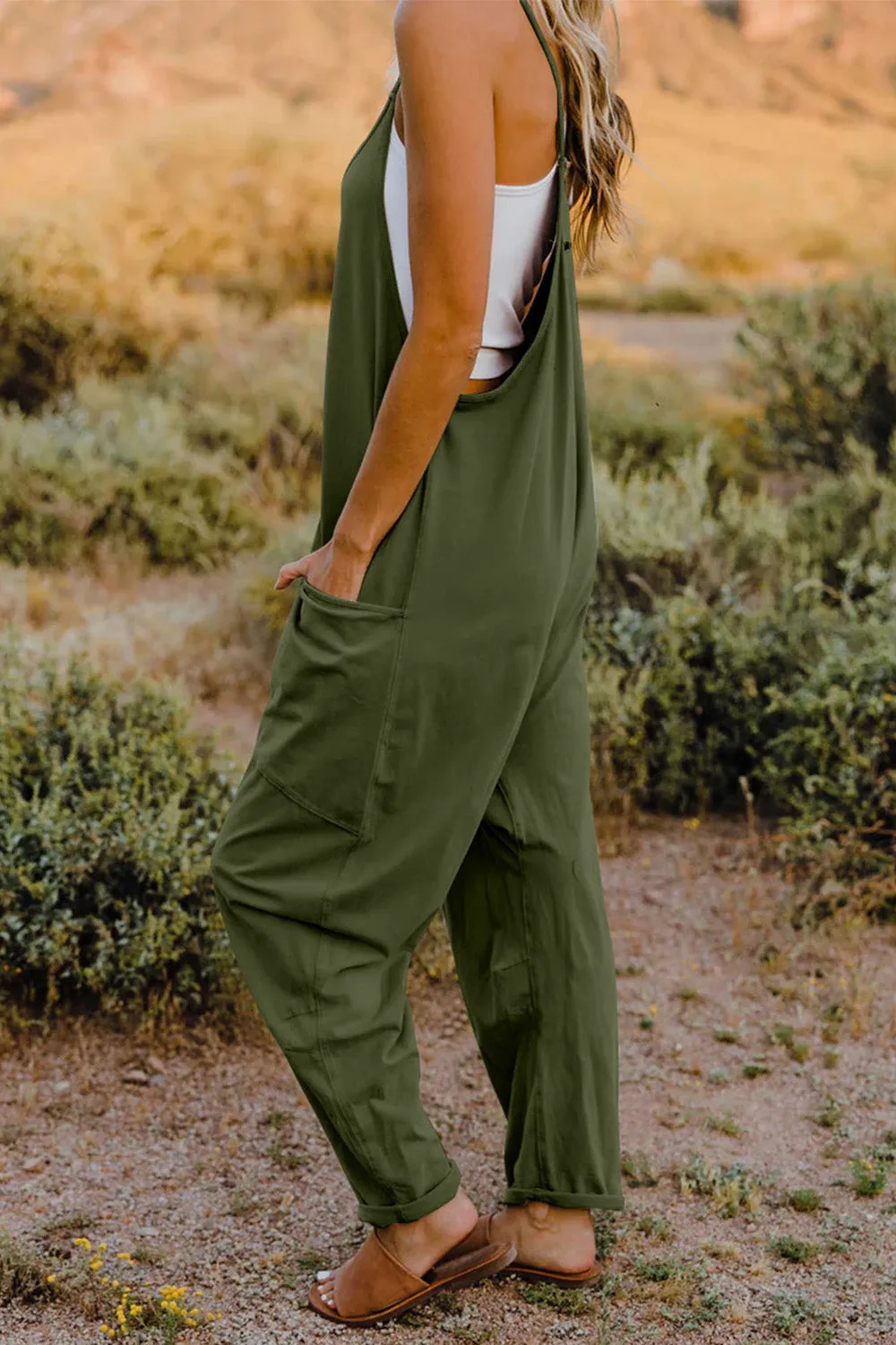V-Neck Jumpsuit with Pockets,