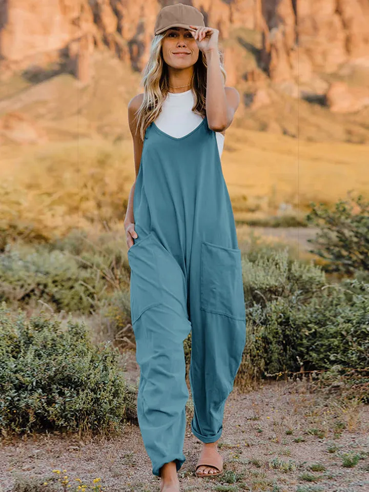 V-Neck Jumpsuit with Pockets,