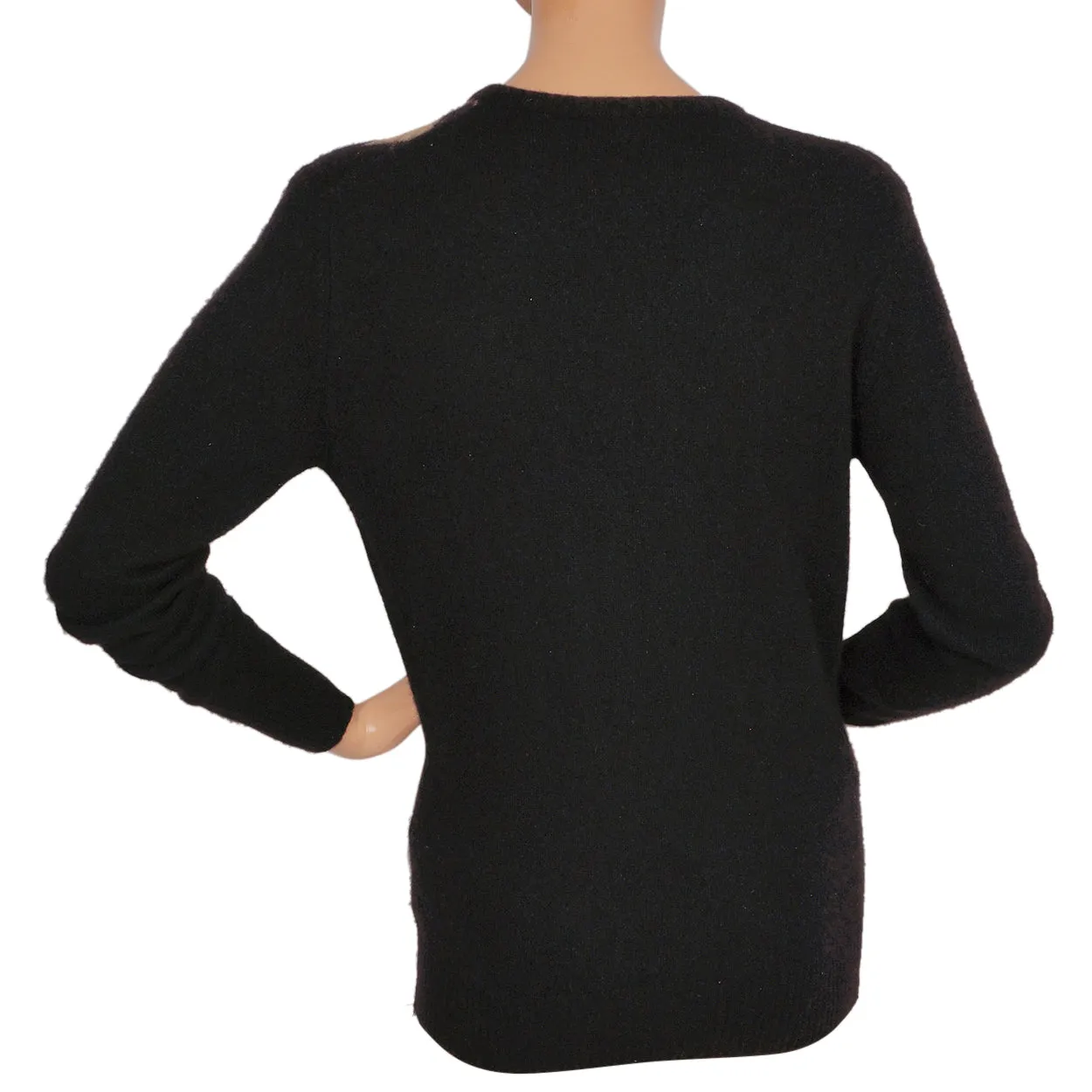 Vintage 1970s Jaeger Cashmere Sweater Black Argyle Pattern Made in UK Ladies Size M