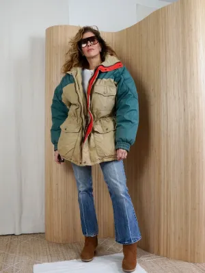 Vintage Colorblock Down Parka Jacket