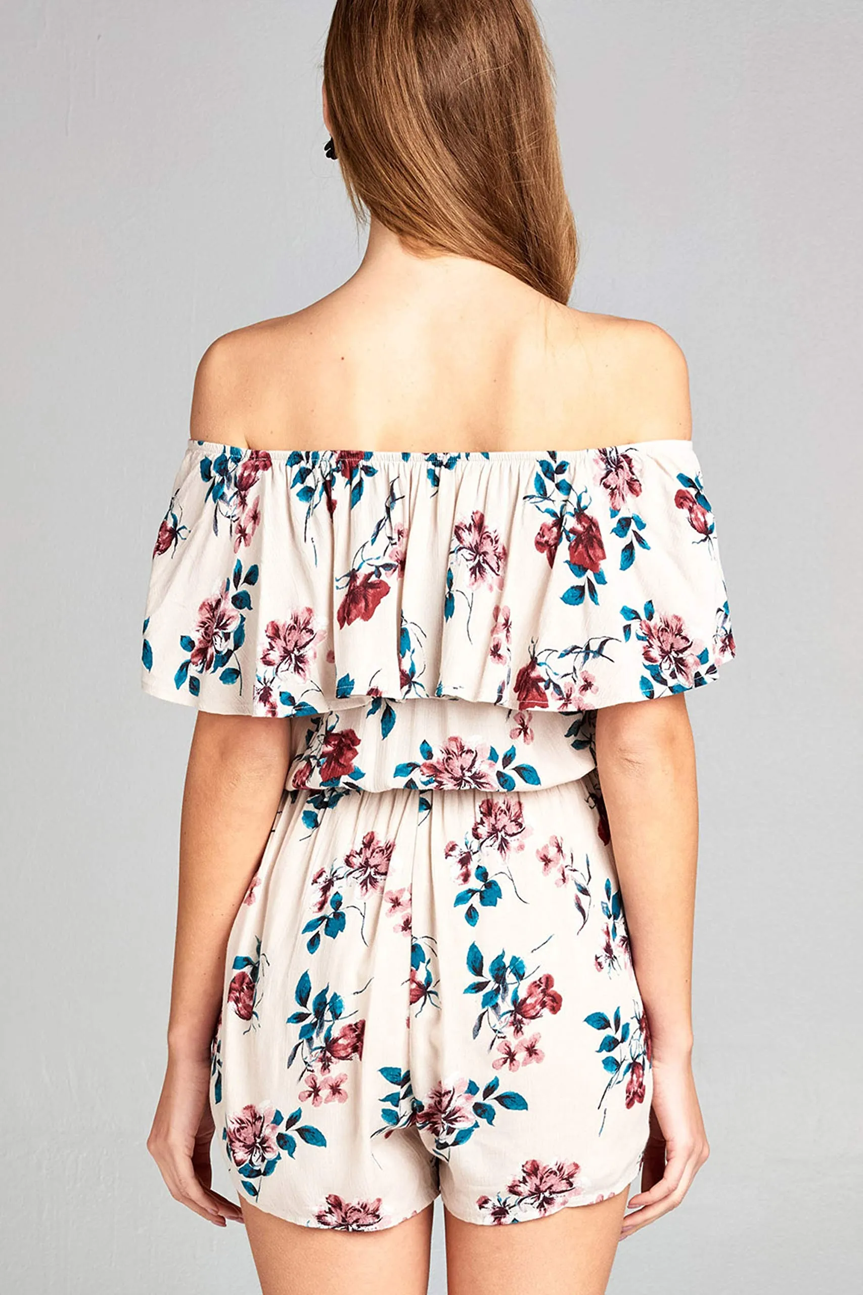 Women's Off The Shoulder Flounce Floral Print Romper