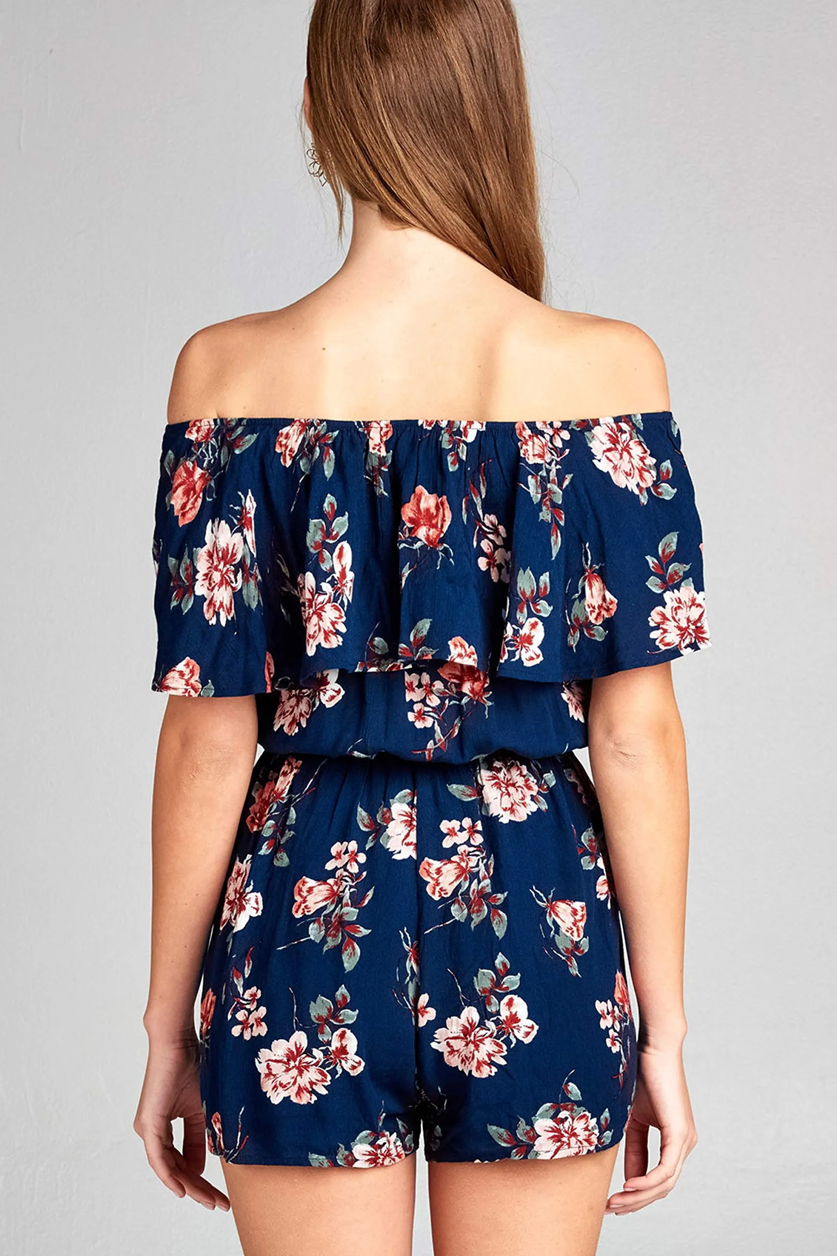 Women's Off The Shoulder Flounce Floral Print Romper