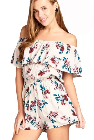 Women's Off The Shoulder Flounce Floral Print Romper