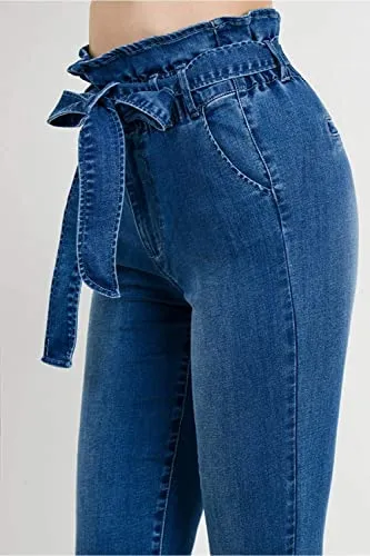 Women's Paperbag High waist Slim Jeans Pants