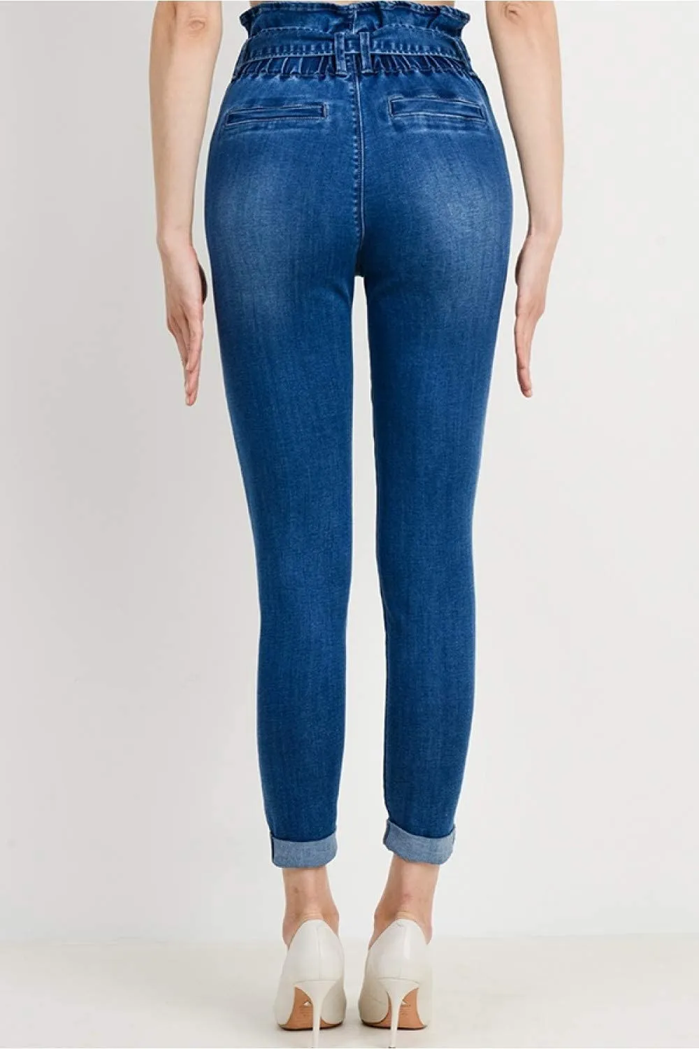 Women's Paperbag High waist Slim Jeans Pants