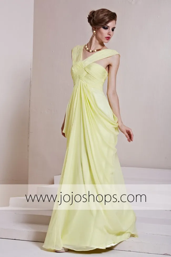 Yellow Grecian Formal Prom Evening Formal Dress RE88830